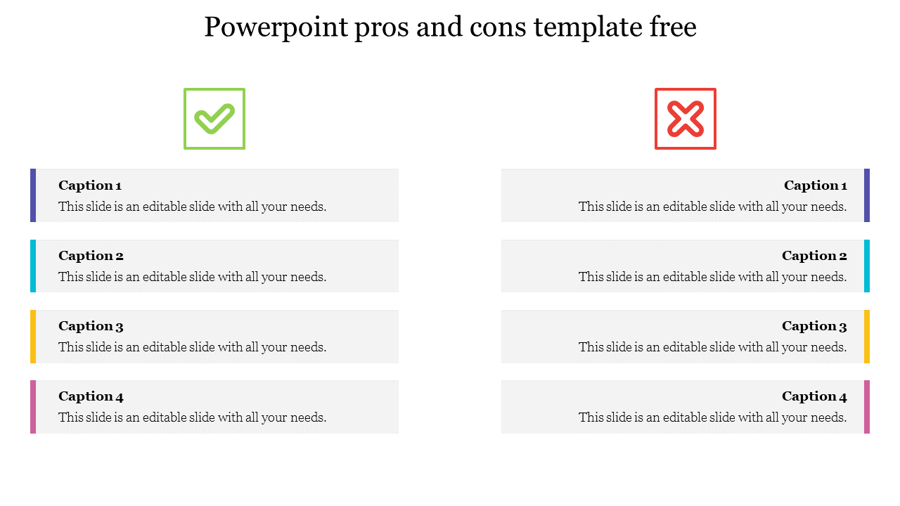 powerpoint pros and cons template free
